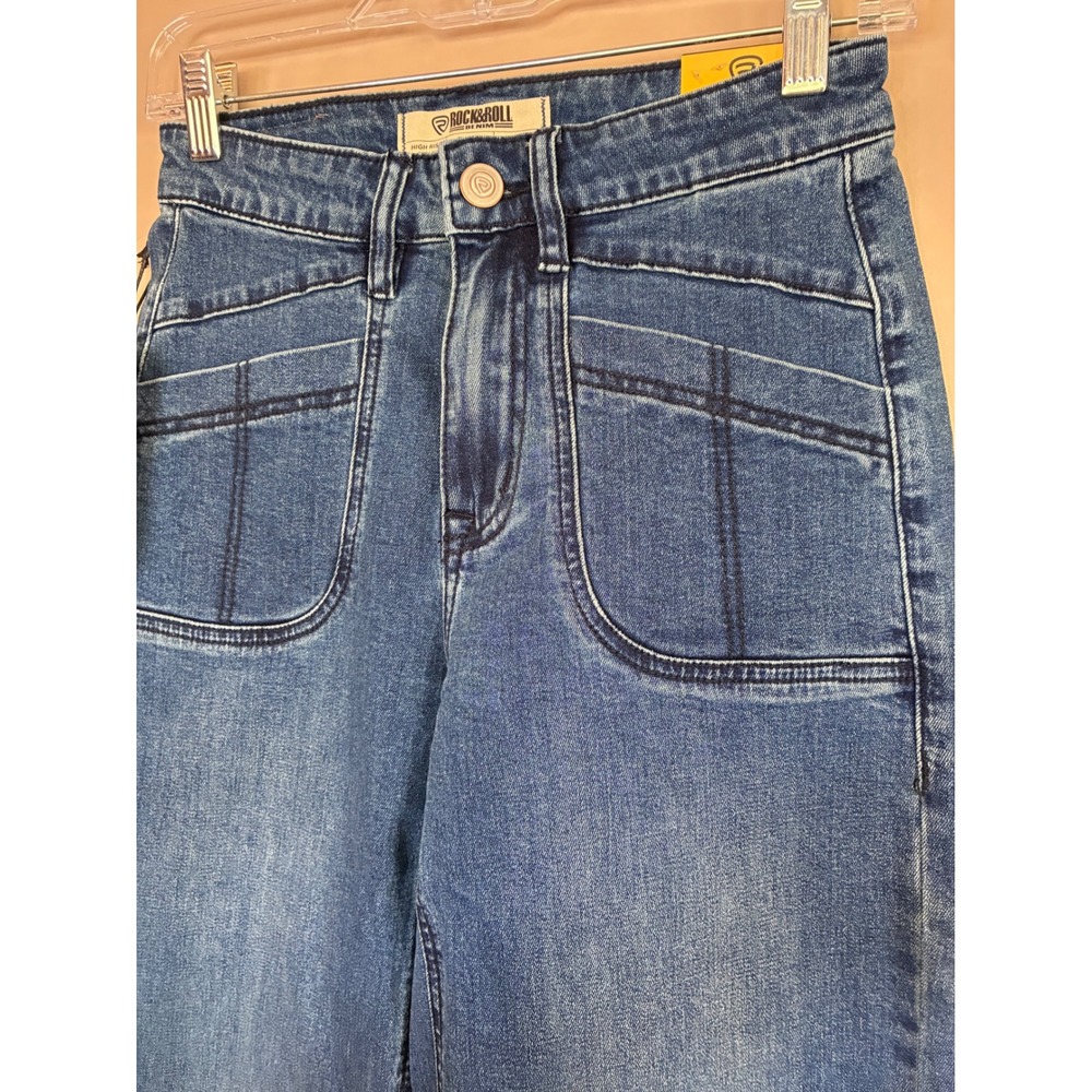 Rock & Roll Denim Womens High Rise Flare Jeans Blue Wash W26 L32 NWT - Picture 11 of 12